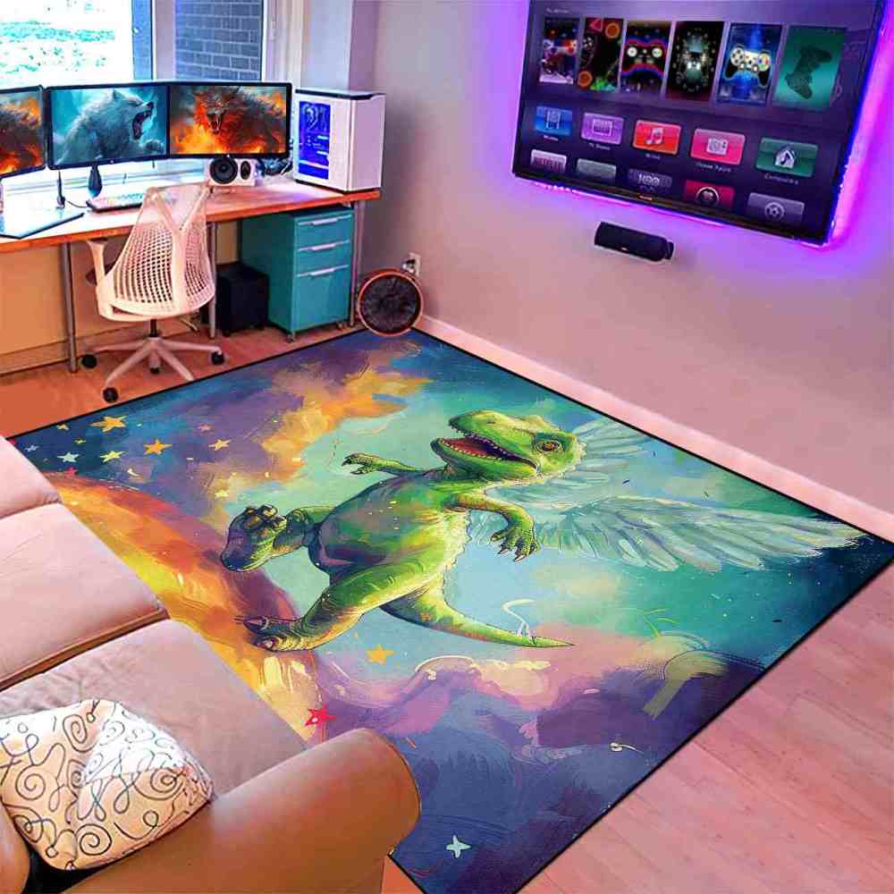 Winged Fantasy Dinosaur Kids Playroom Rug | CozyLil