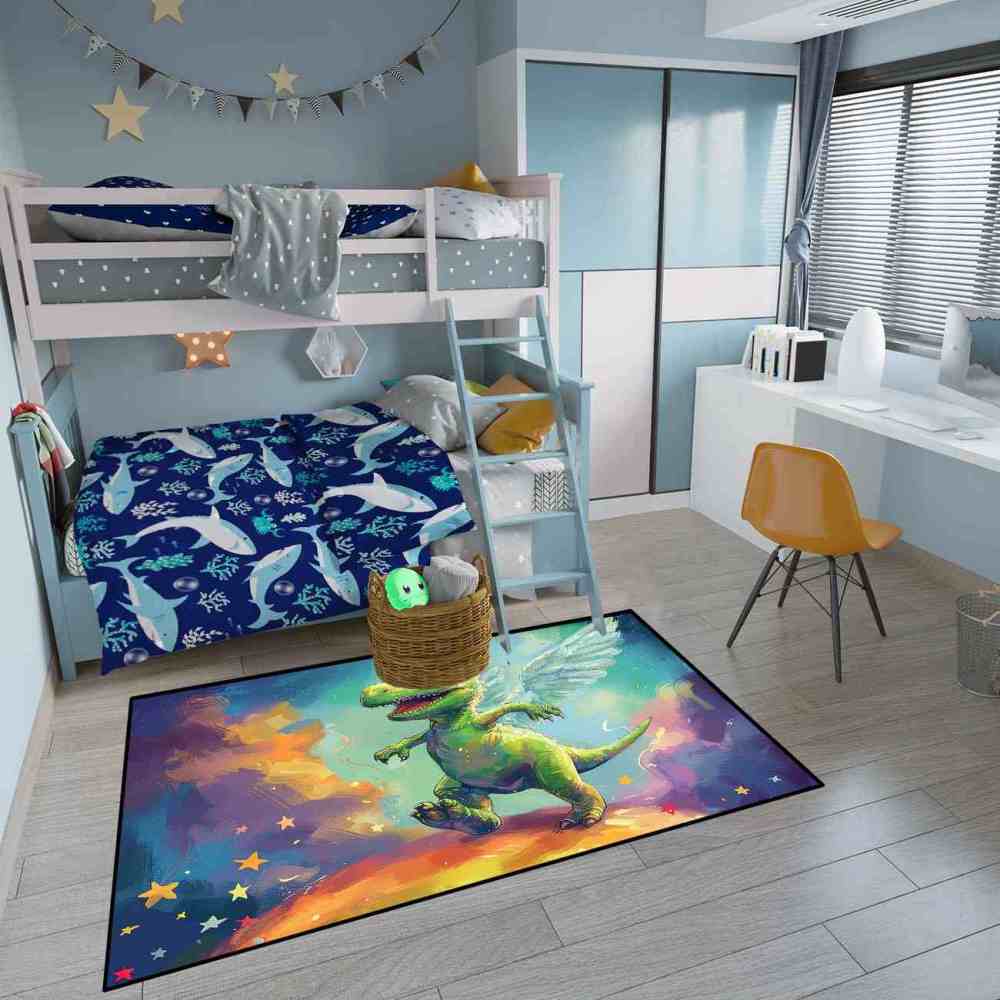 Winged Fantasy Dinosaur Kids Playroom Rug | CozyLil