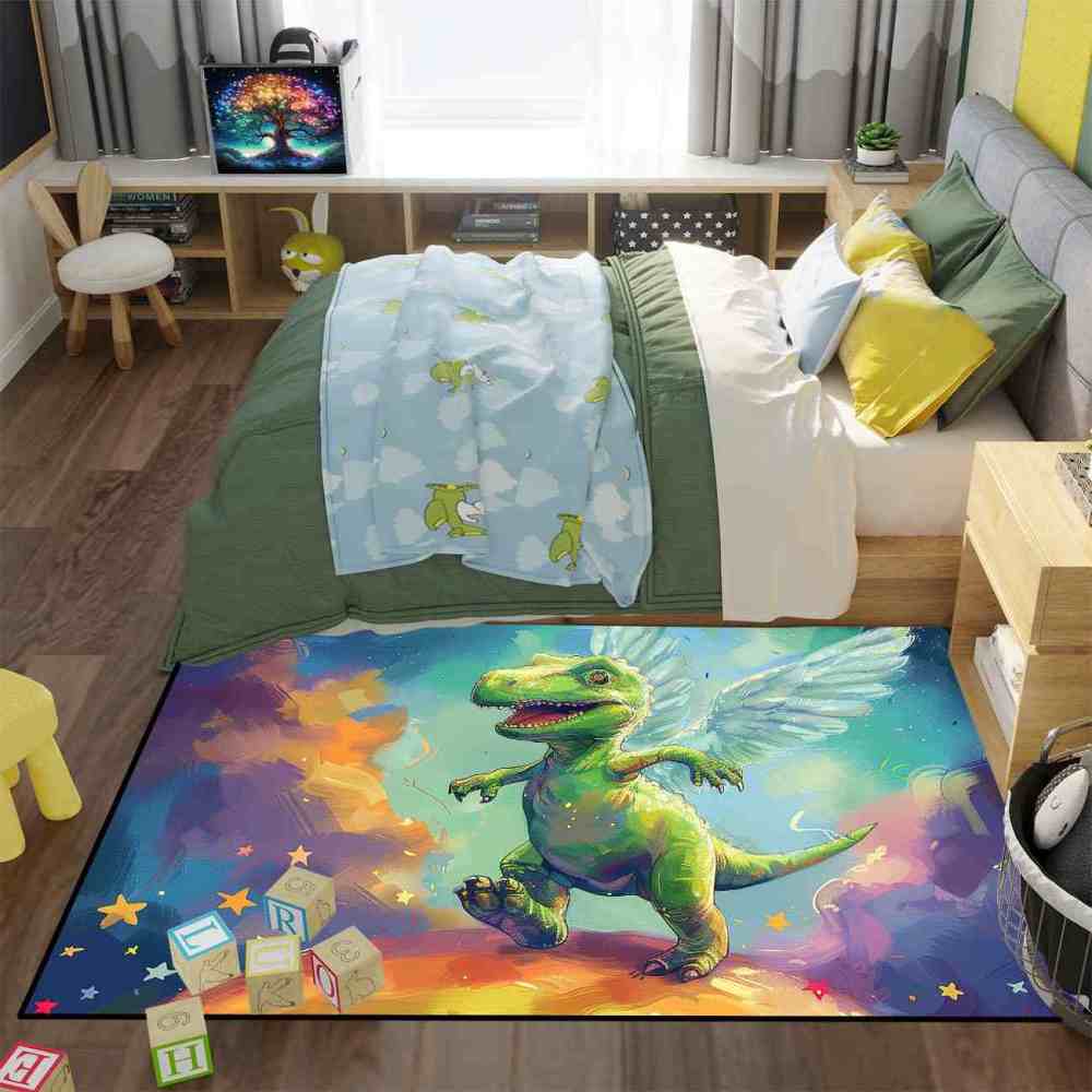 Winged Fantasy Dinosaur Kids Playroom Rug | CozyLil