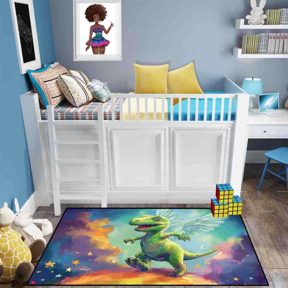 Winged Fantasy Dinosaur Kids Playroom Rug | CozyLil