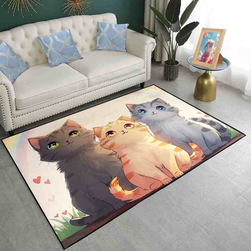 Anime Kitty Trio Area Rug Toddler Play Mat | CozyLil