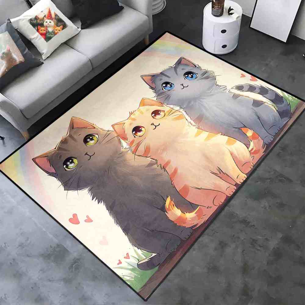 Anime Kitty Trio Area Rug Toddler Play Mat | CozyLil