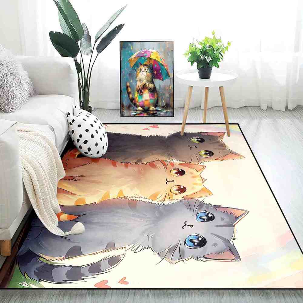 Anime Kitty Trio Area Rug Toddler Play Mat | CozyLil