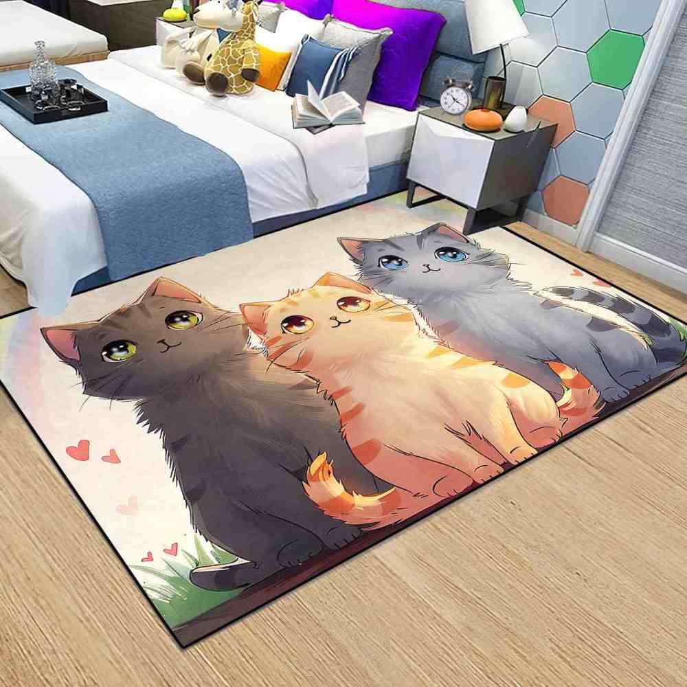 Anime Kitty Trio Area Rug Toddler Play Mat | CozyLil