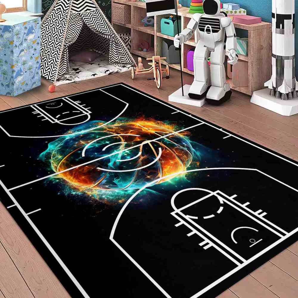 Cosmic Basketball Court Print Rug Teen Boys Room | CozyLil