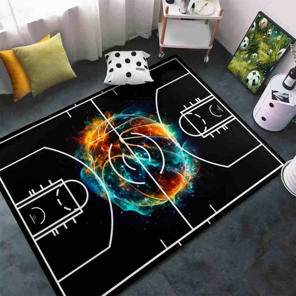 Cosmic Basketball Court Print Rug Teen Boys Room | CozyLil