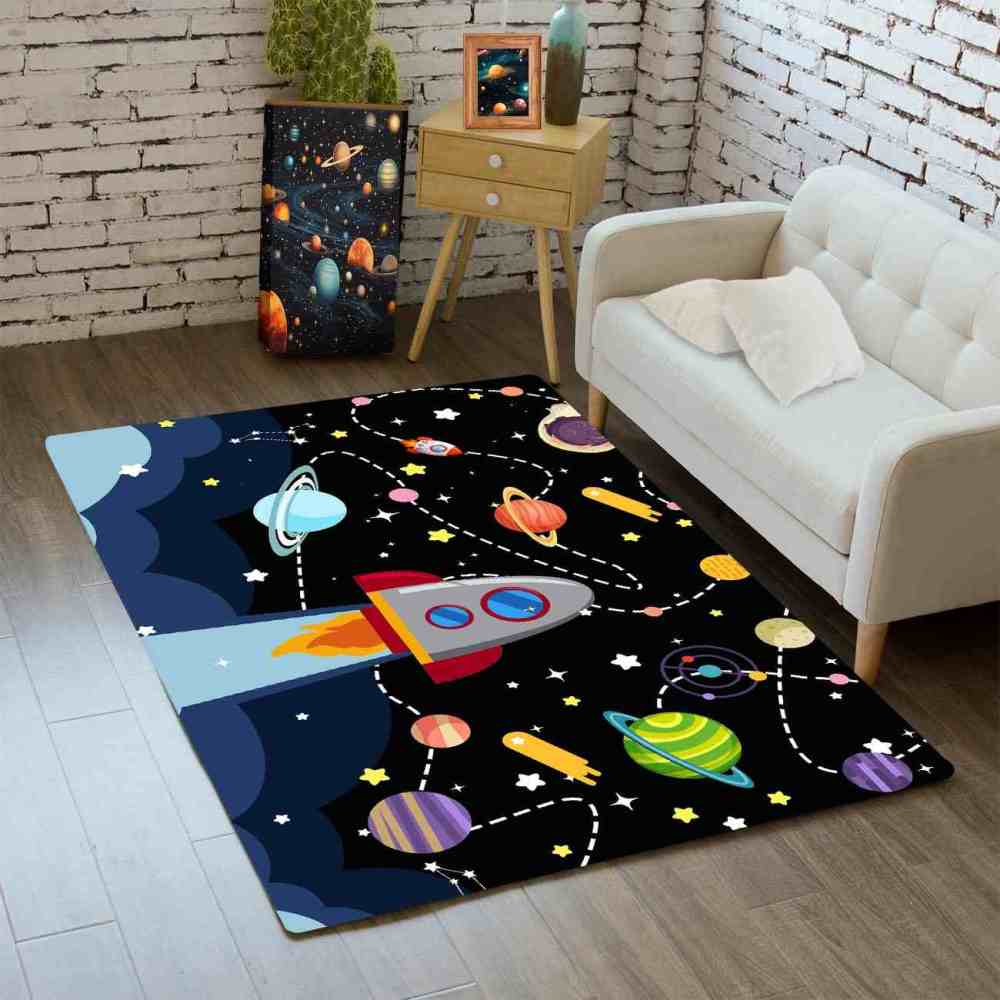 Giant Rocket Blast Off Toddler Play Rug Ultra Non-Slip | CozyLil