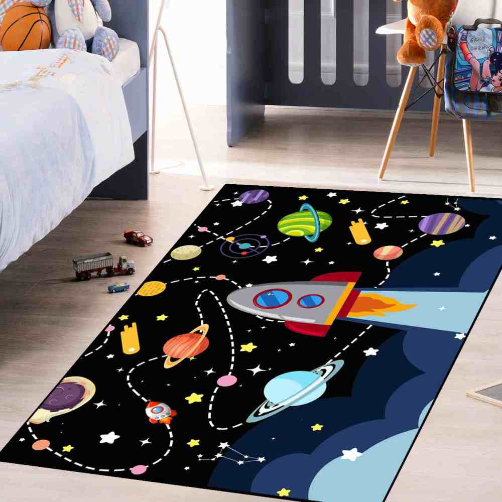 Giant Rocket Blast Off Toddler Play Rug Ultra Non-Slip | CozyLil