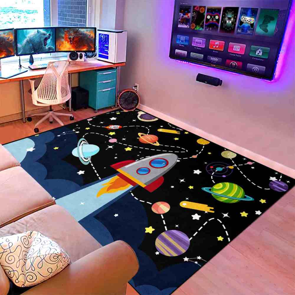 Giant Rocket Blast Off Toddler Play Rug Ultra Non-Slip | CozyLil