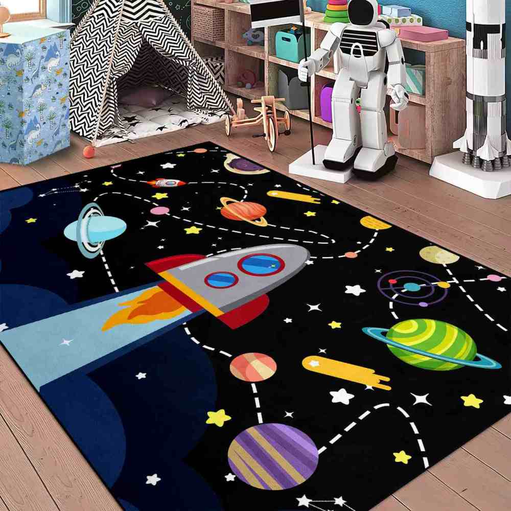 Giant Rocket Blast Off Toddler Play Rug Ultra Non-Slip | CozyLil