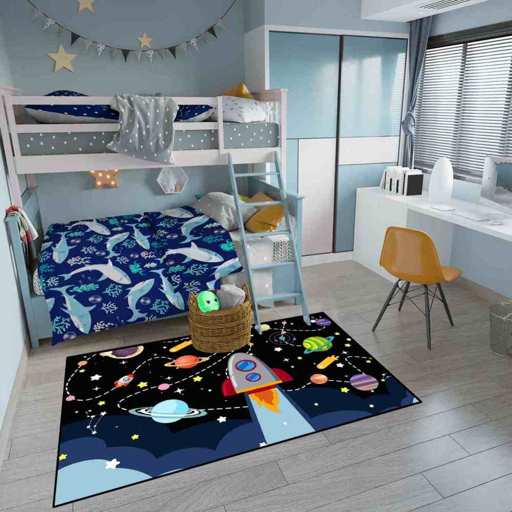 Giant Rocket Blast Off Toddler Play Rug Ultra Non-Slip | CozyLil