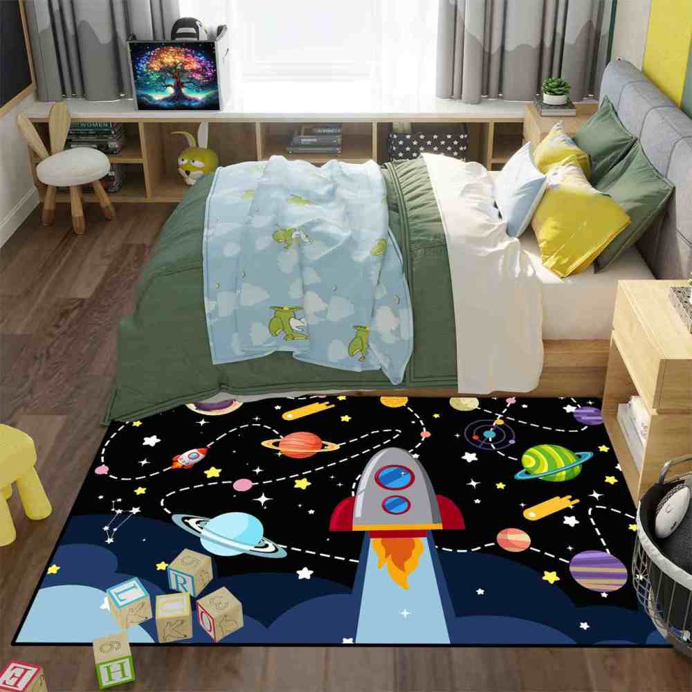 Giant Rocket Blast Off Toddler Play Rug Ultra Non-Slip | CozyLil