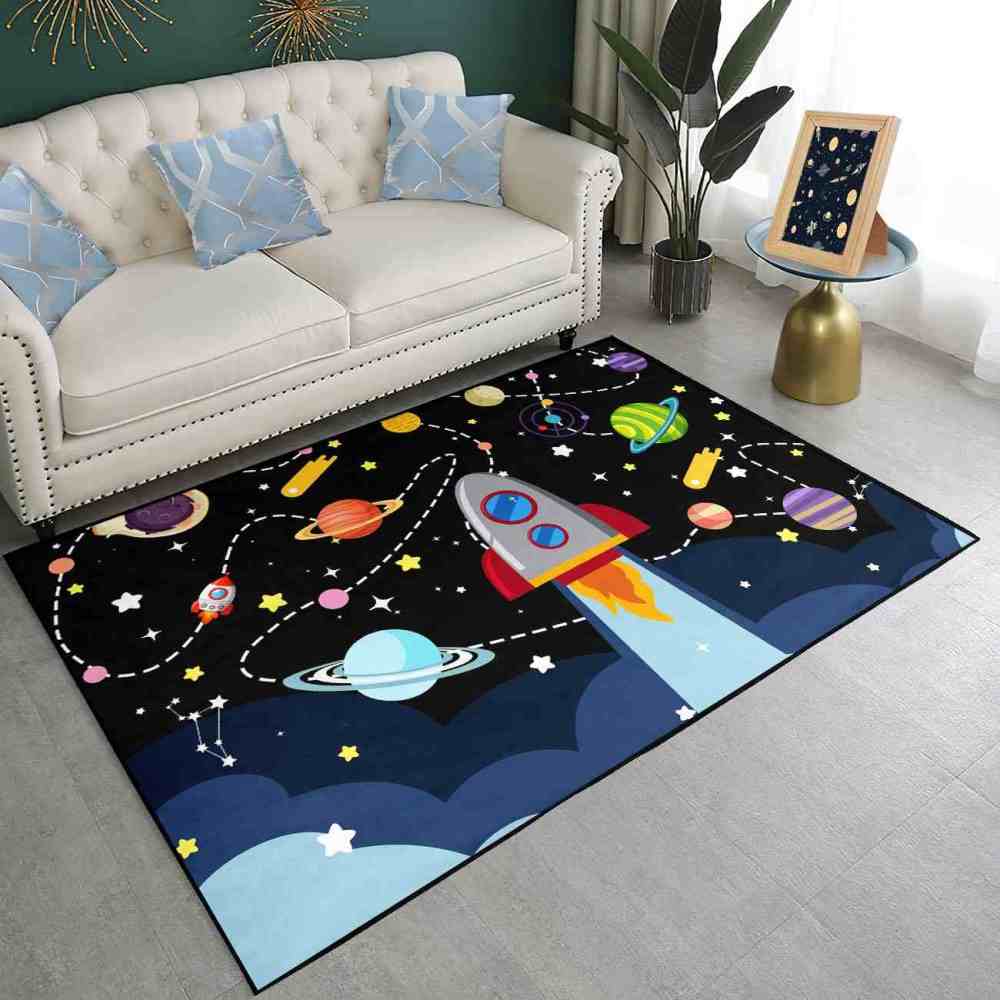Giant Rocket Blast Off Toddler Play Rug Ultra Non-Slip | CozyLil
