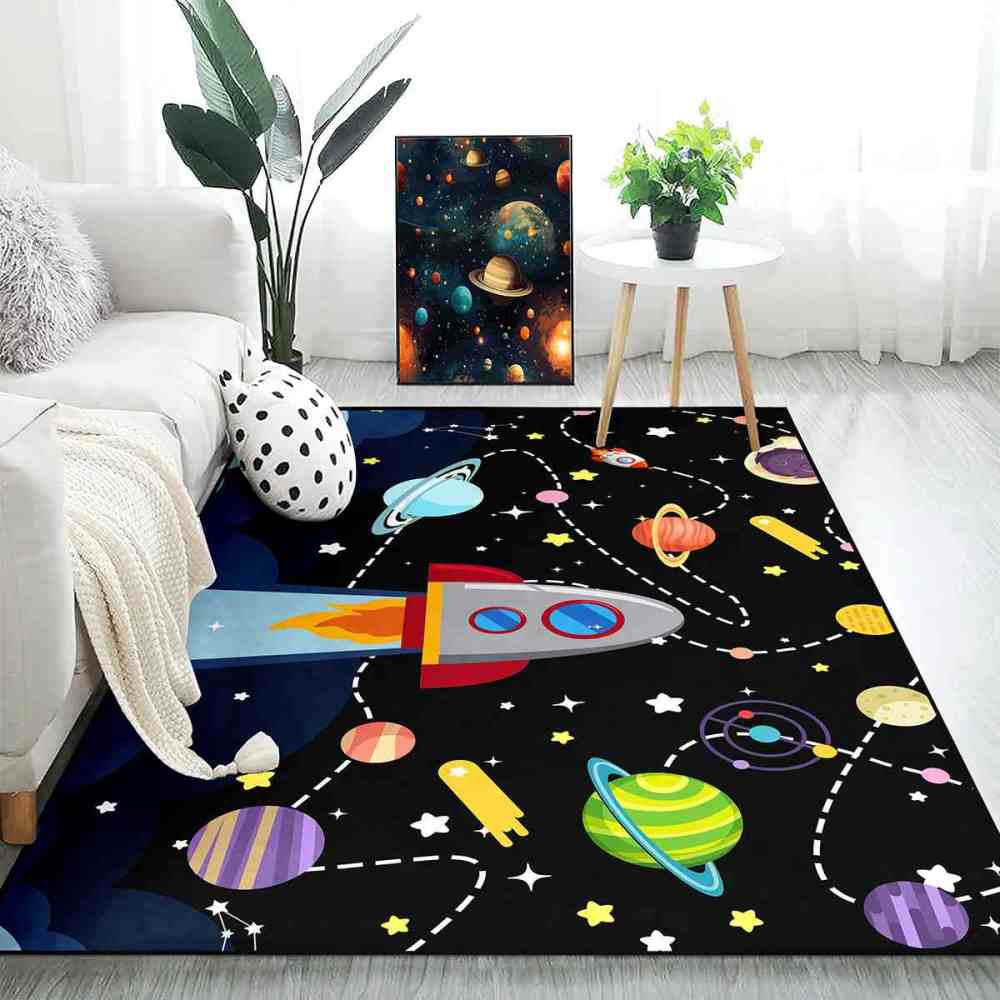 Giant Rocket Blast Off Toddler Play Rug Ultra Non-Slip | CozyLil