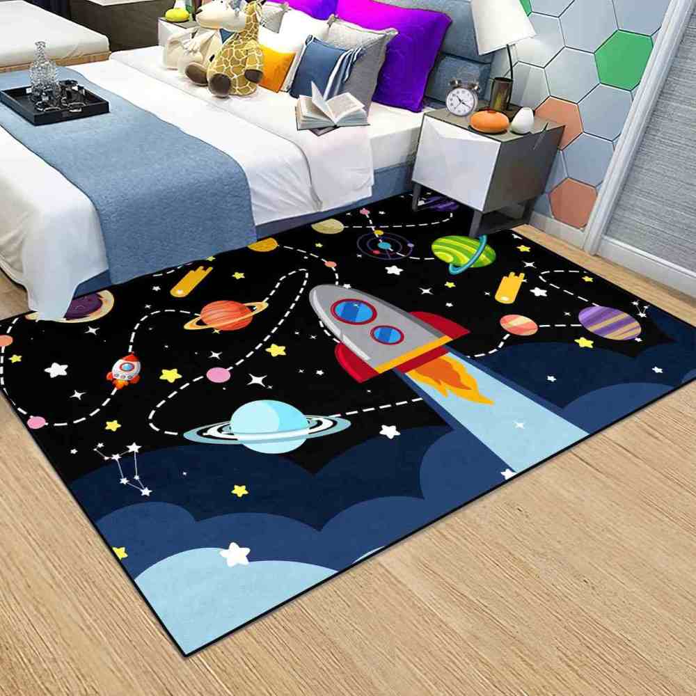 Giant Rocket Blast Off Toddler Play Rug Ultra Non-Slip | CozyLil