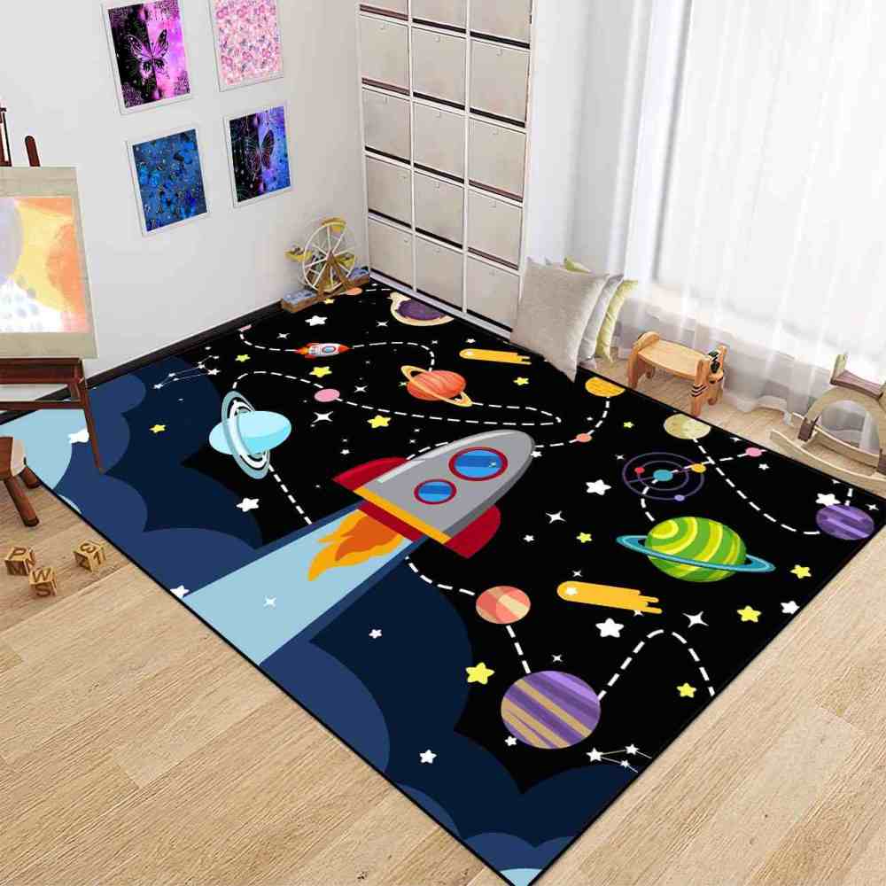 Giant Rocket Blast Off Toddler Play Rug Ultra Non-Slip | CozyLil