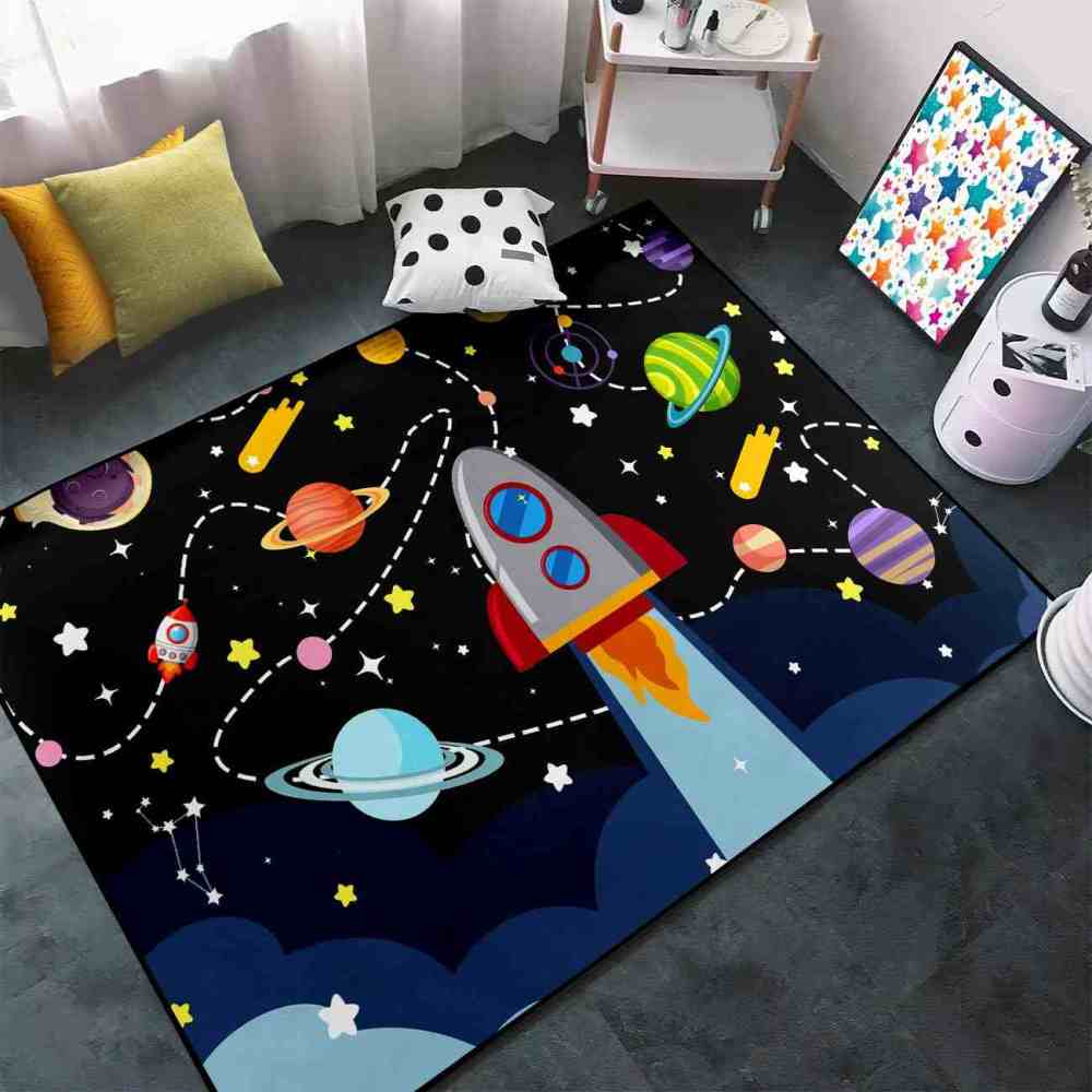 Giant Rocket Blast Off Toddler Play Rug Ultra Non-Slip | CozyLil