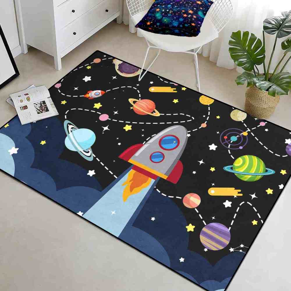 Giant Rocket Blast Off Toddler Play Rug Ultra Non-Slip | CozyLil