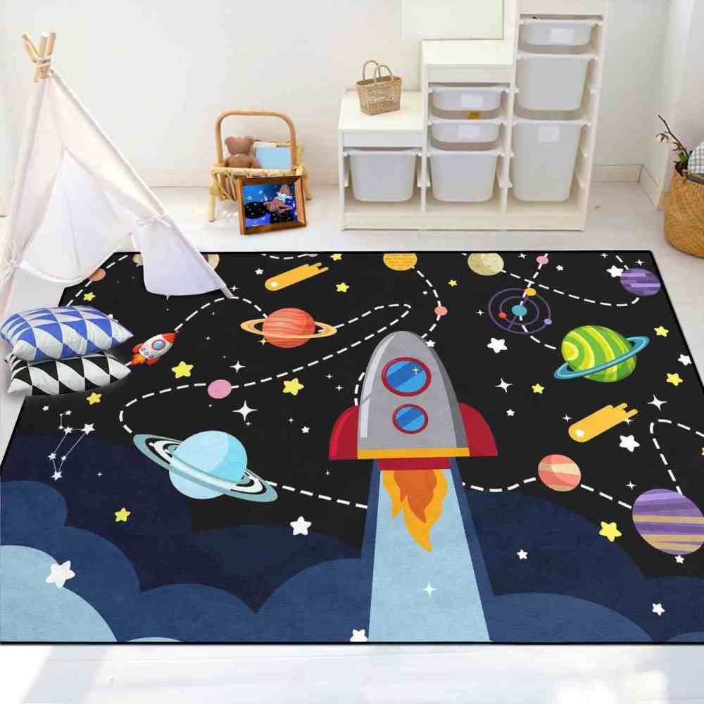 Giant Rocket Blast Off Toddler Play Rug Ultra Non-Slip | CozyLil