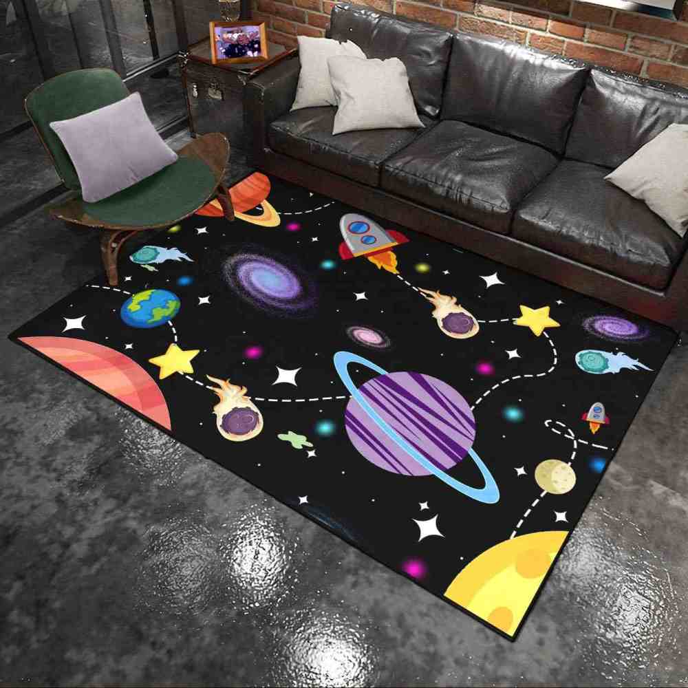 Galaxy Meteor & Rocket Boys Bedroom Area Rug | CozyLil
