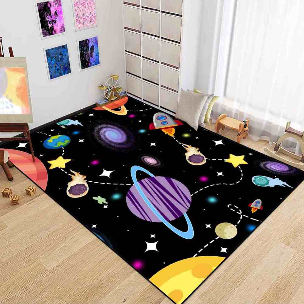 Galaxy Meteor & Rocket Boys Bedroom Area Rug | CozyLil