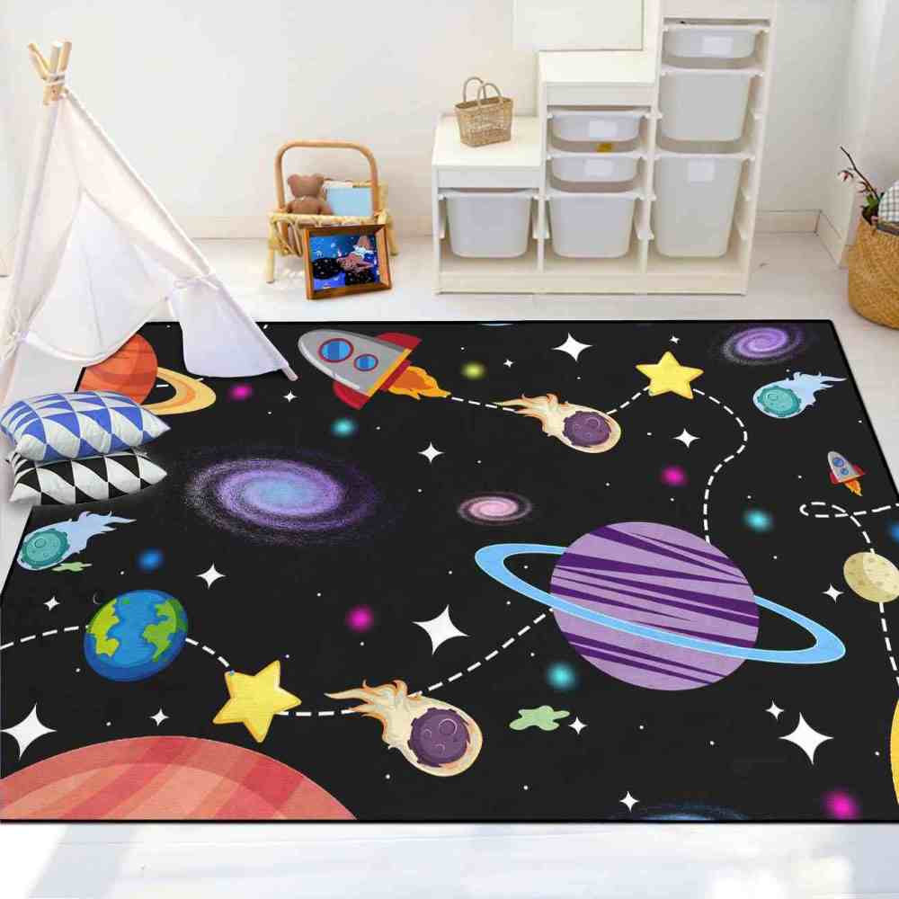 Galaxy Meteor & Rocket Boys Bedroom Area Rug | CozyLil