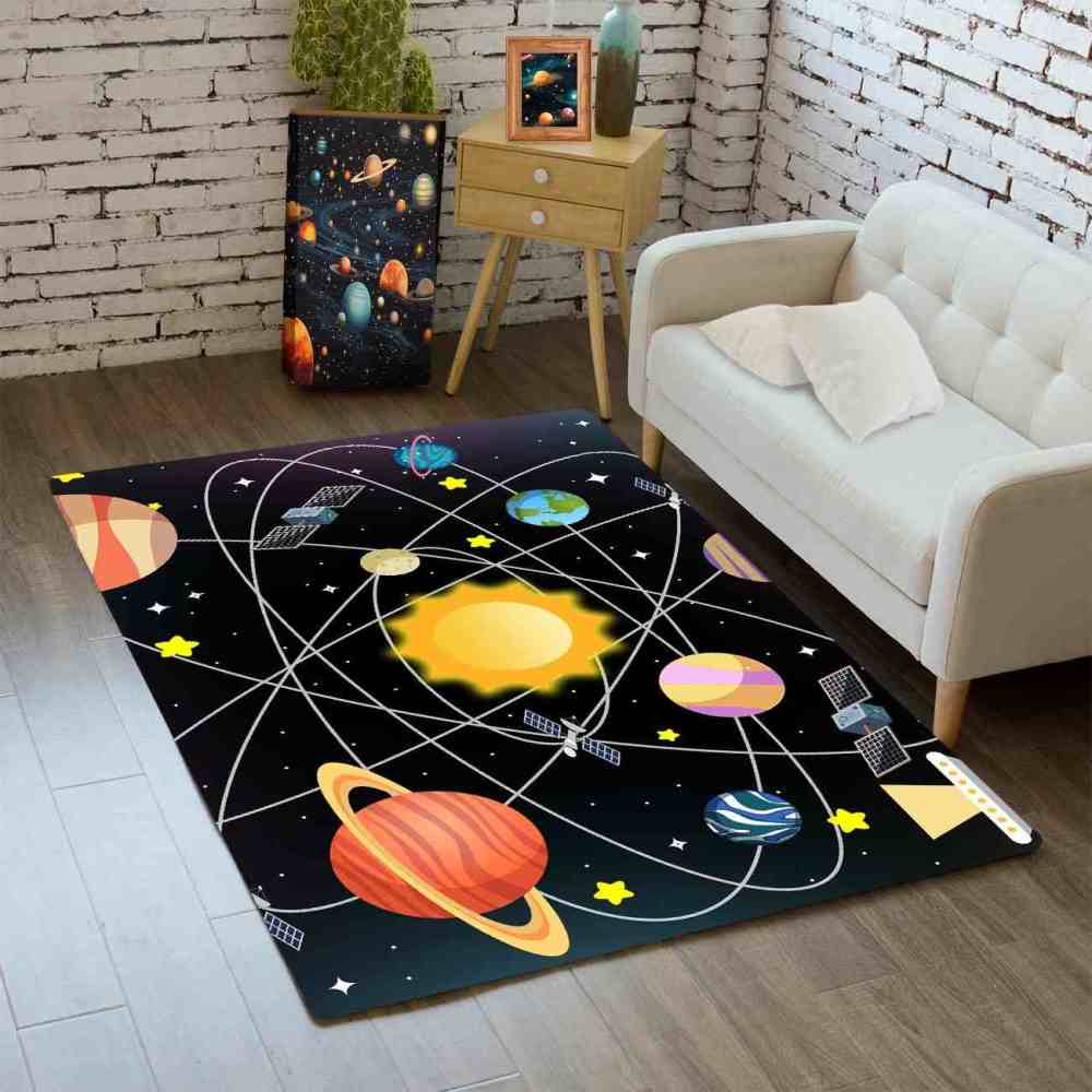 Intersecting Orbits & Planets Nursery Floor Mat | CozyLil