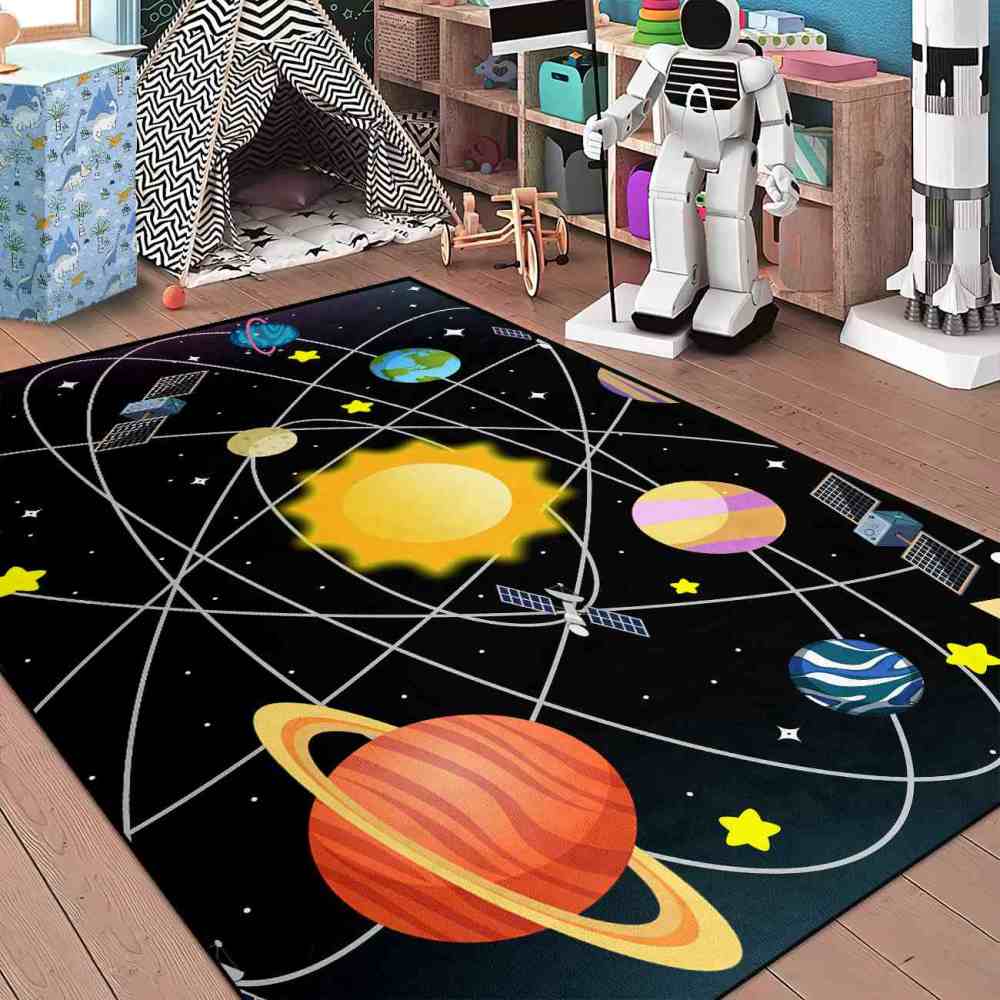 Intersecting Orbits & Planets Nursery Floor Mat | CozyLil