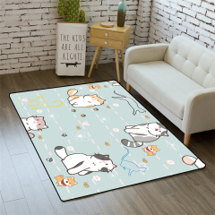 Cute Cartoon Cat & Puppy Girls Bedroom Area Rug Nursery Floor Mat | CozyLil