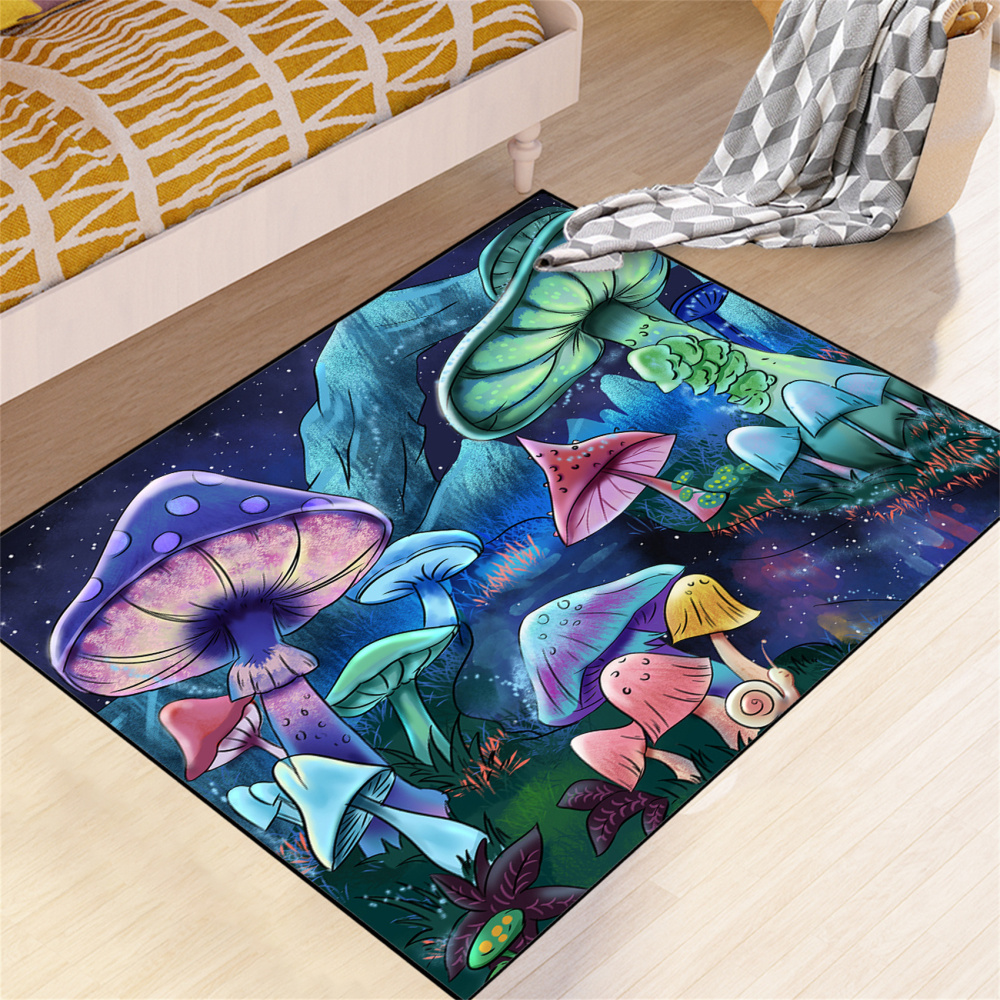 Magical Mushroom Kids Playroom Rug Starry Night Nursery Mat | CozyLil