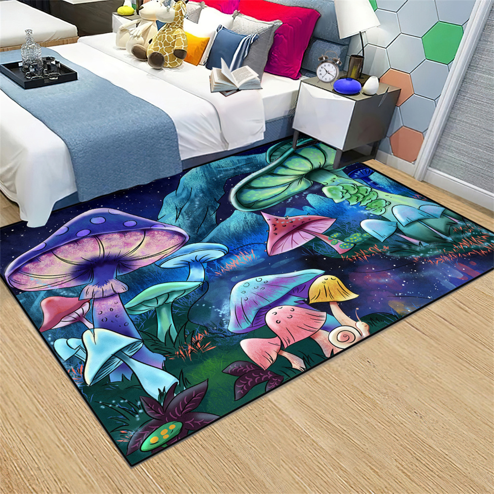 Magical Mushroom Kids Playroom Rug Starry Night Nursery Mat | CozyLil