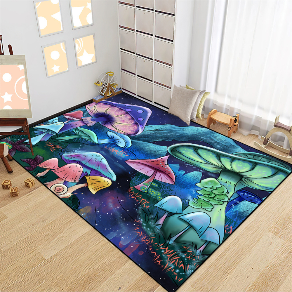 Magical Mushroom Kids Playroom Rug Starry Night Nursery Mat | CozyLil