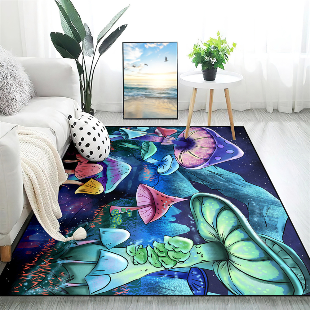 Magical Mushroom Kids Playroom Rug Starry Night Nursery Mat | CozyLil