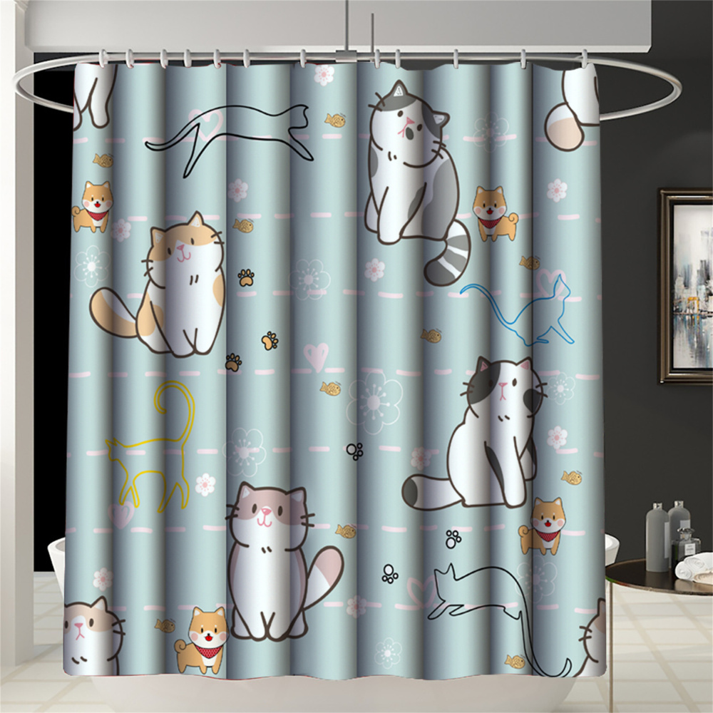 Cute Cartoon Cat & Puppy Pattern 4 Piece Bathroom Set by CozyLil