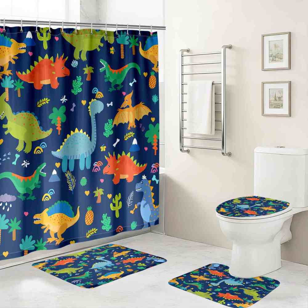 Cute Prehistoric Dinosaur 4 Piece Bathroom Set for Boys CozyLil