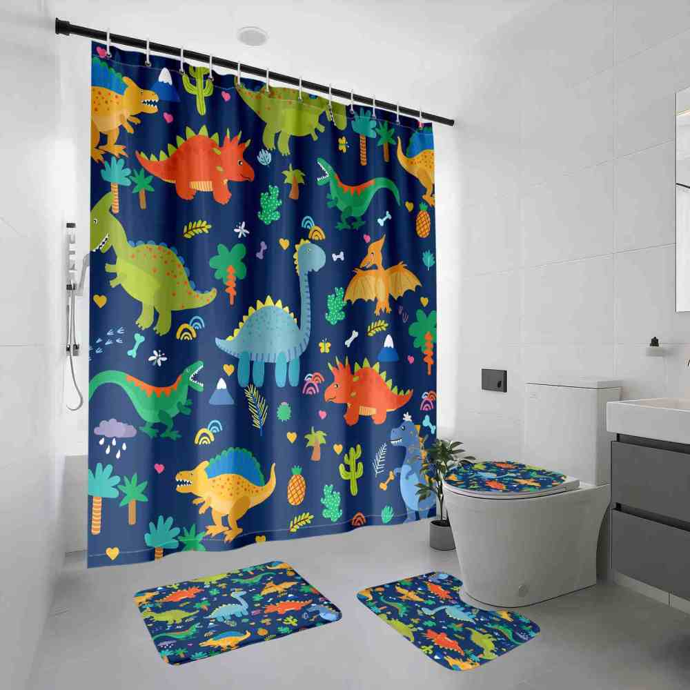 Cute Prehistoric Dinosaur 4 Piece Bathroom Set for Boys CozyLil