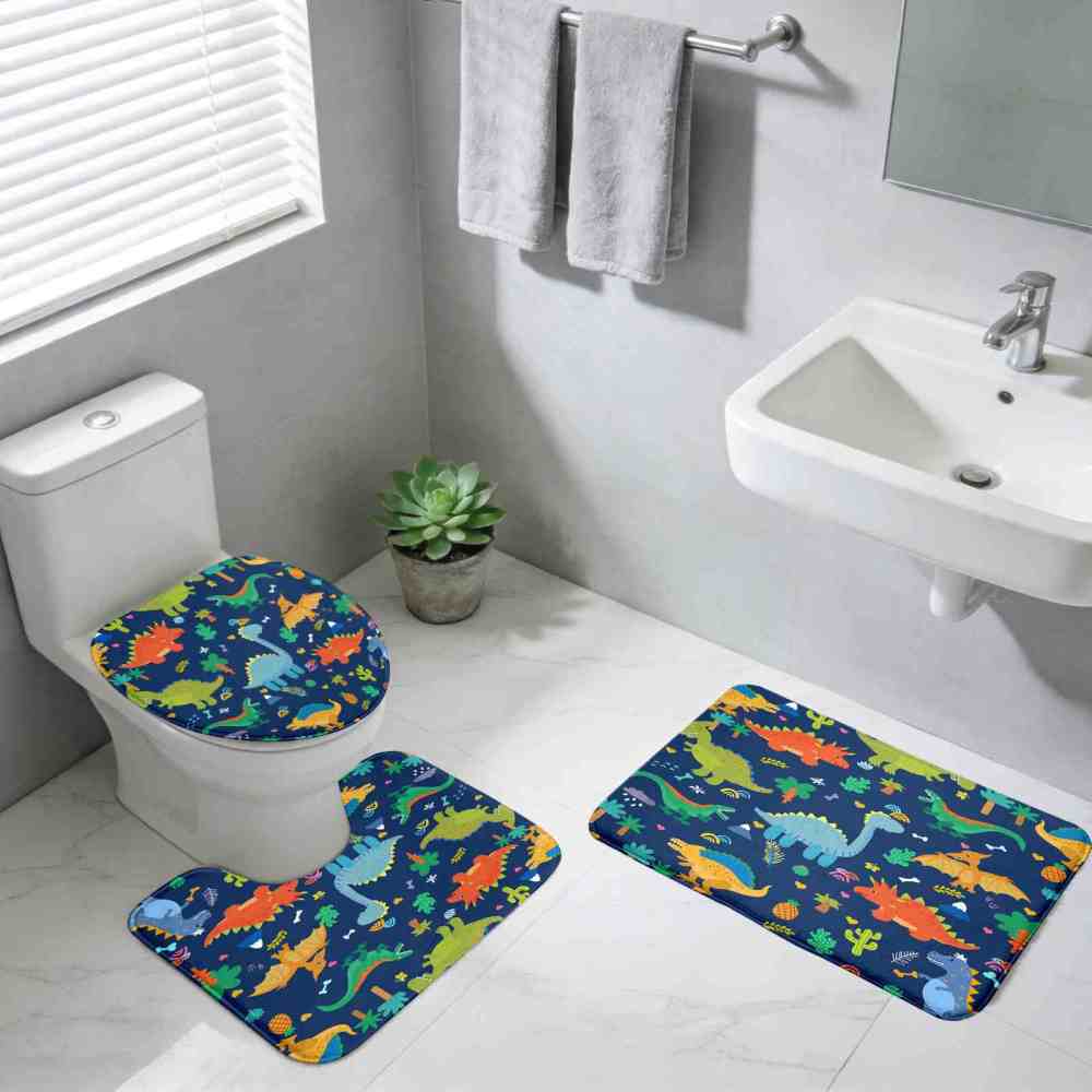 Cute Prehistoric Dinosaur 4 Piece Bathroom Set for Boys CozyLil