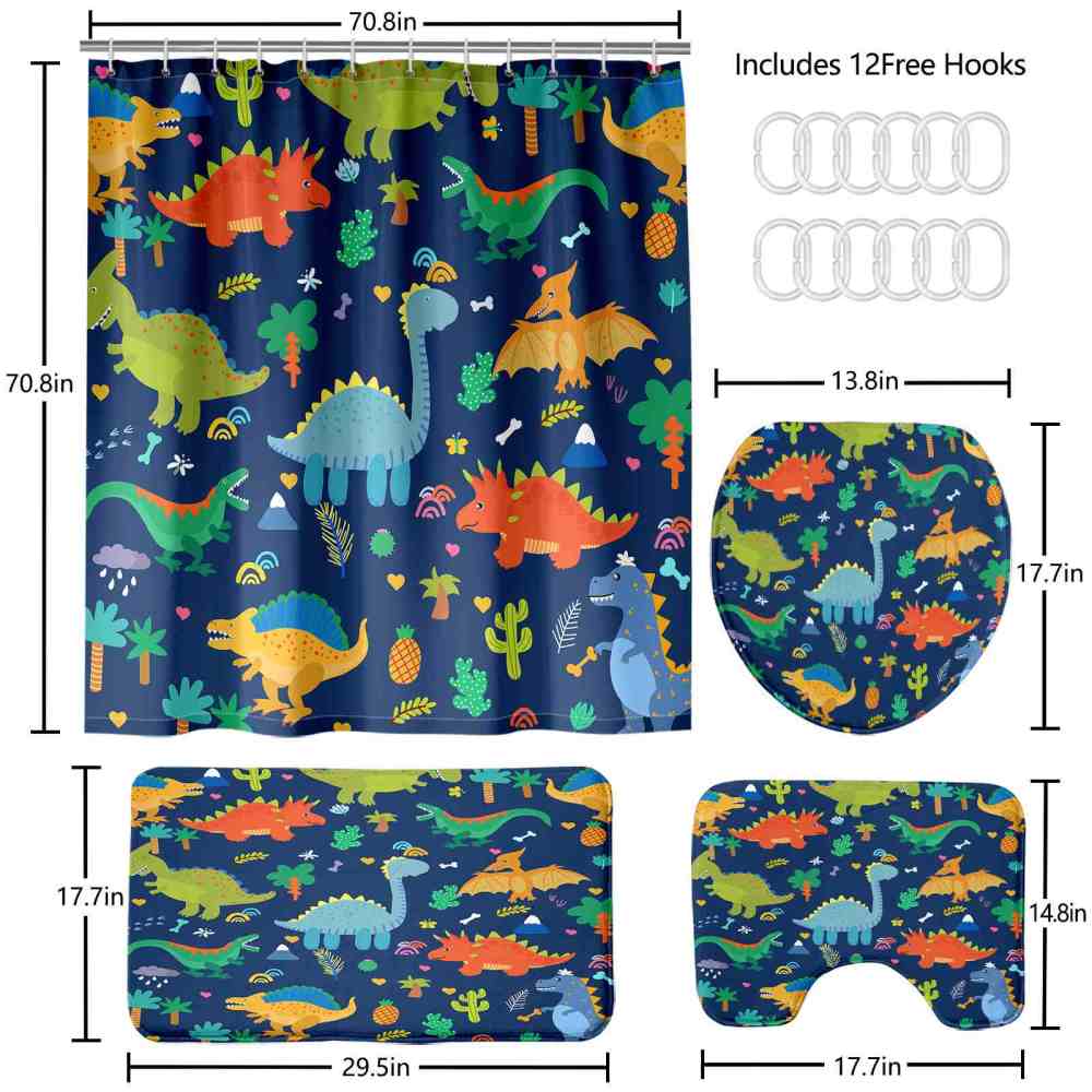 Cute Prehistoric Dinosaur 4 Piece Bathroom Set for Boys CozyLil