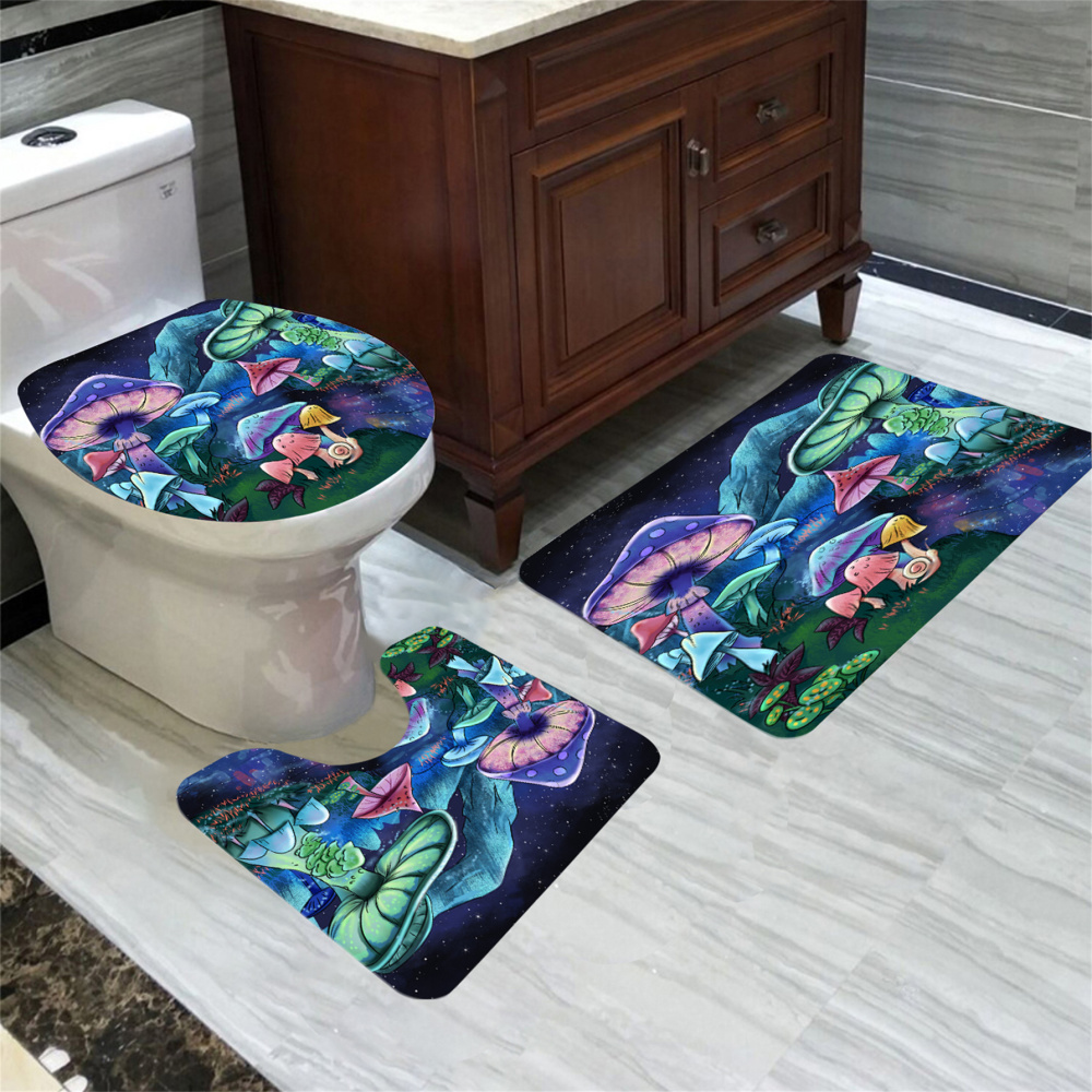 Magical Neon Mushroom Fantasy 4 Piece Bathroom Set by CozyLil