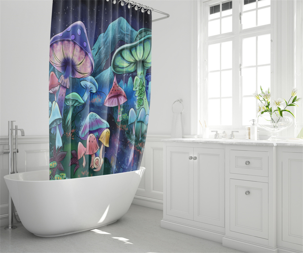 Magical Neon Mushroom Fantasy 4 Piece Bathroom Set by CozyLil