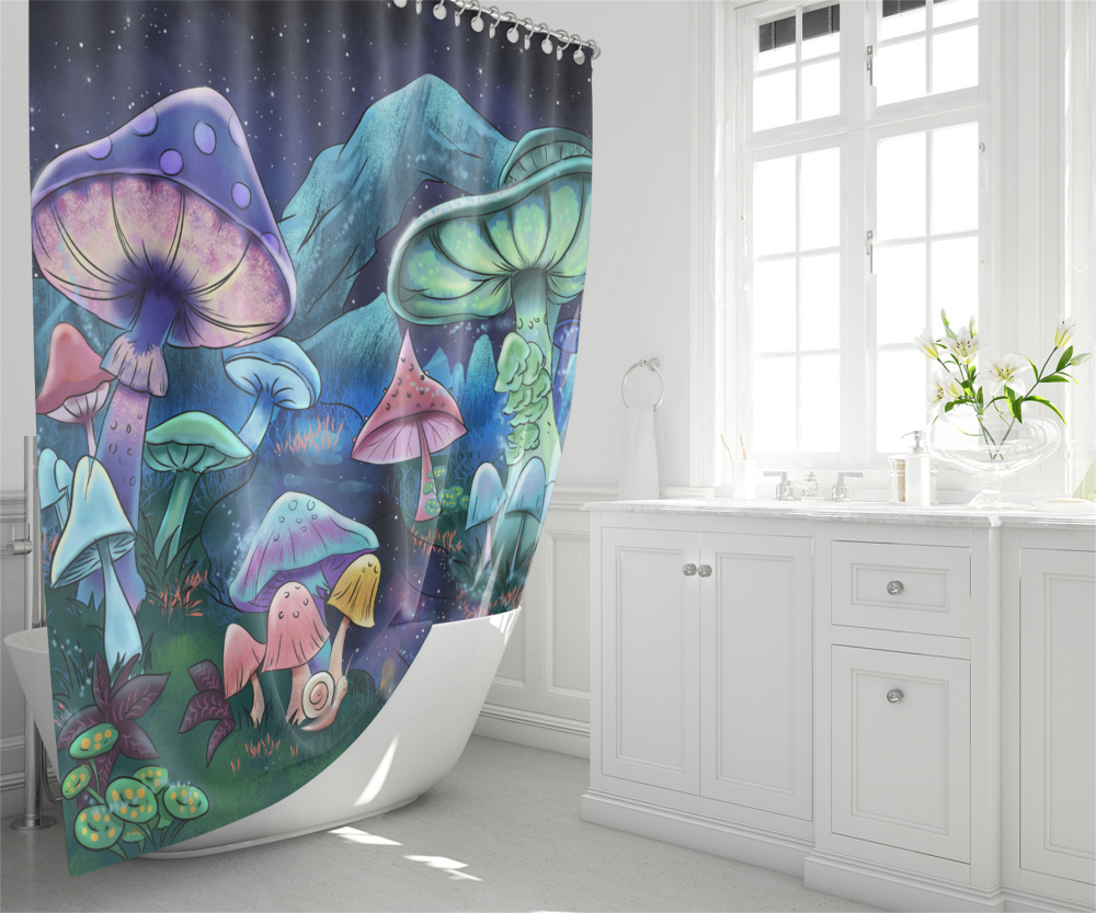 Magical Neon Mushroom Fantasy 4 Piece Bathroom Set by CozyLil