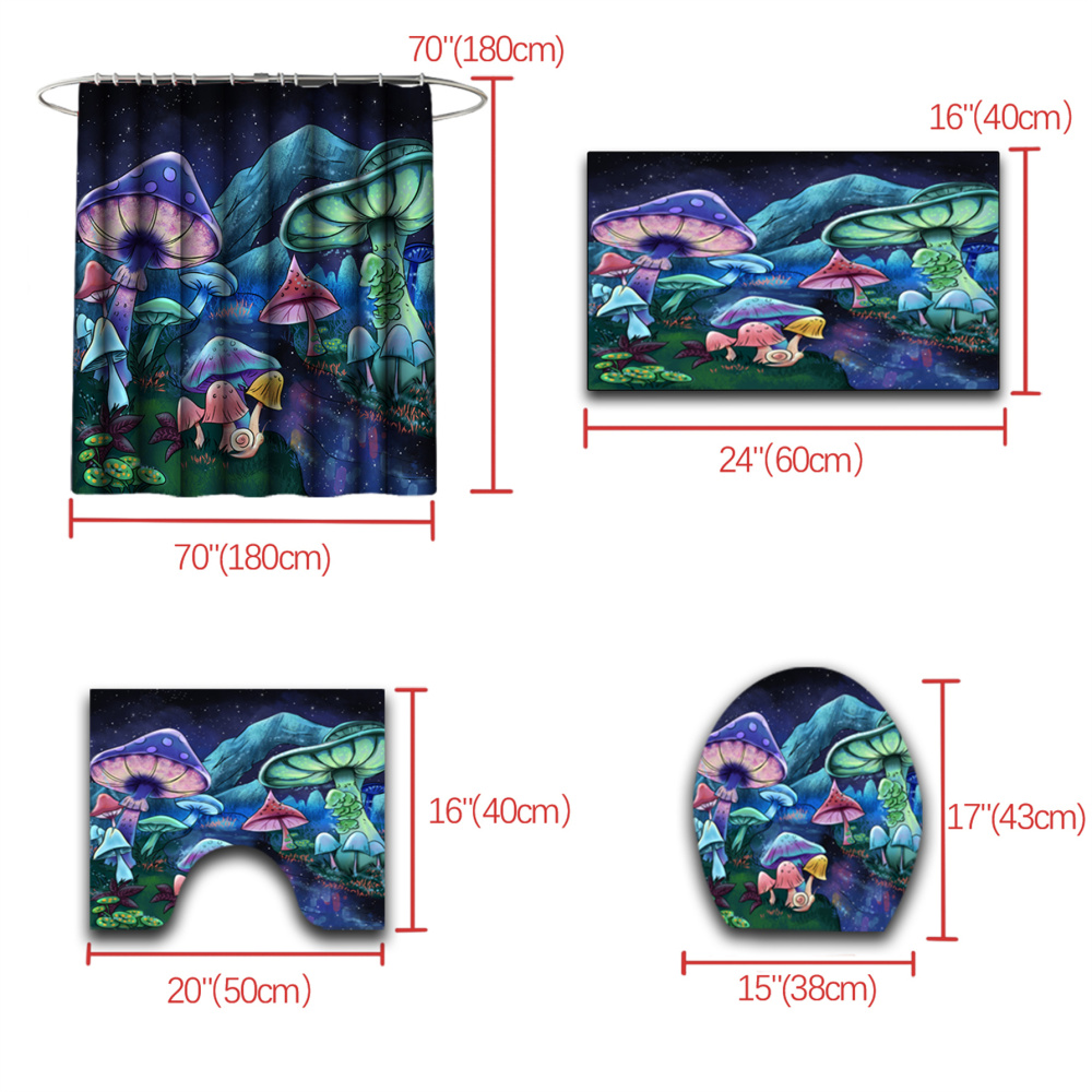 Magical Neon Mushroom Fantasy 4 Piece Bathroom Set by CozyLil