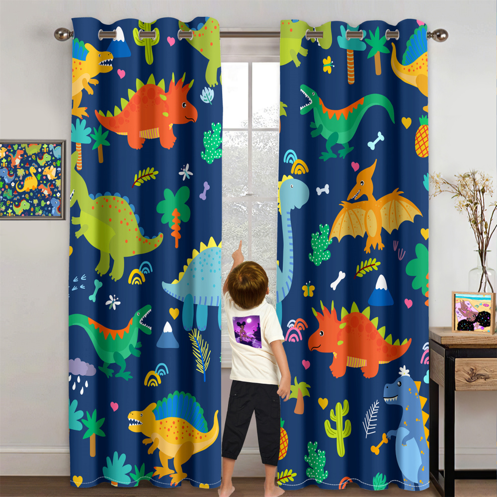 Prehistoric Dinosaur Kingdom Boys Bedroom Grommet Window Curtains CozyLil