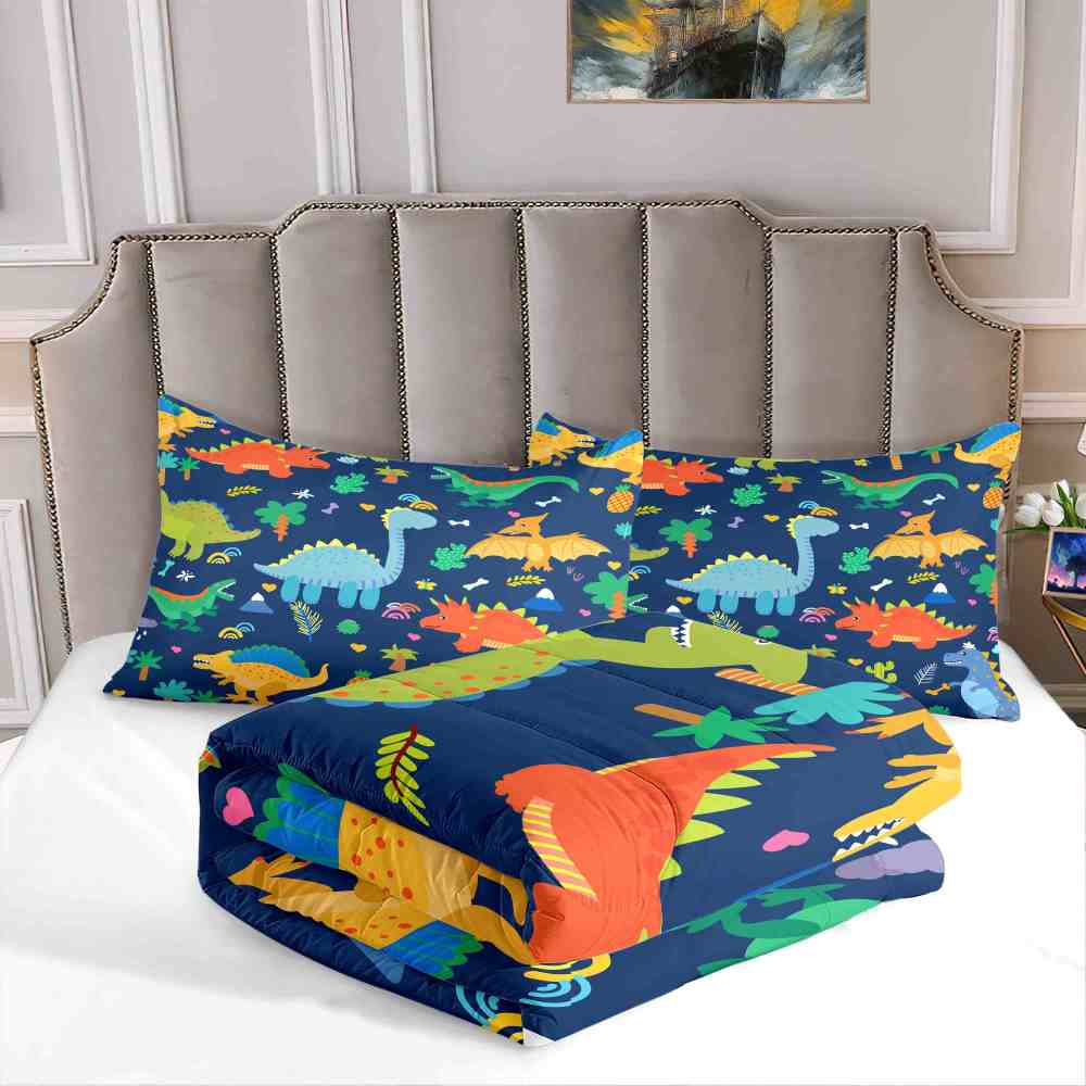 Cute Cartoon Dinosaur Boys Comforter Set | CozyLil