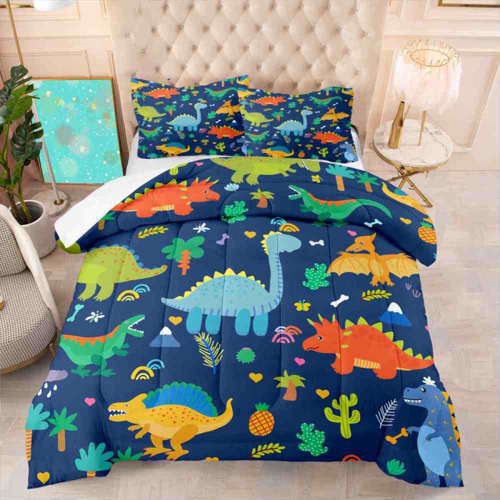Cute Cartoon Dinosaur Boys Comforter Set | CozyLil
