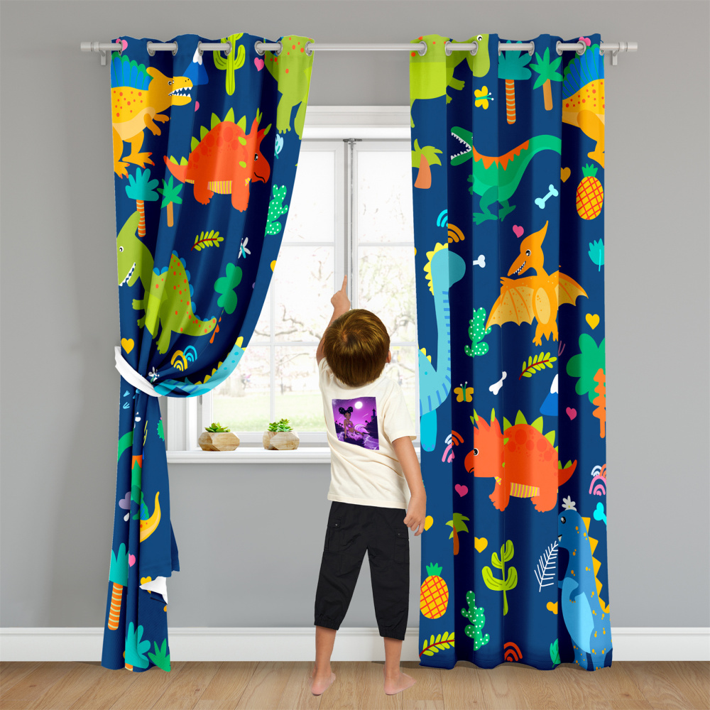 Prehistoric Dinosaur Kingdom Boys Bedroom Grommet Window Curtains CozyLil