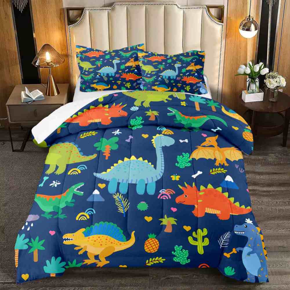 Cute Cartoon Dinosaur Boys Comforter Set | CozyLil