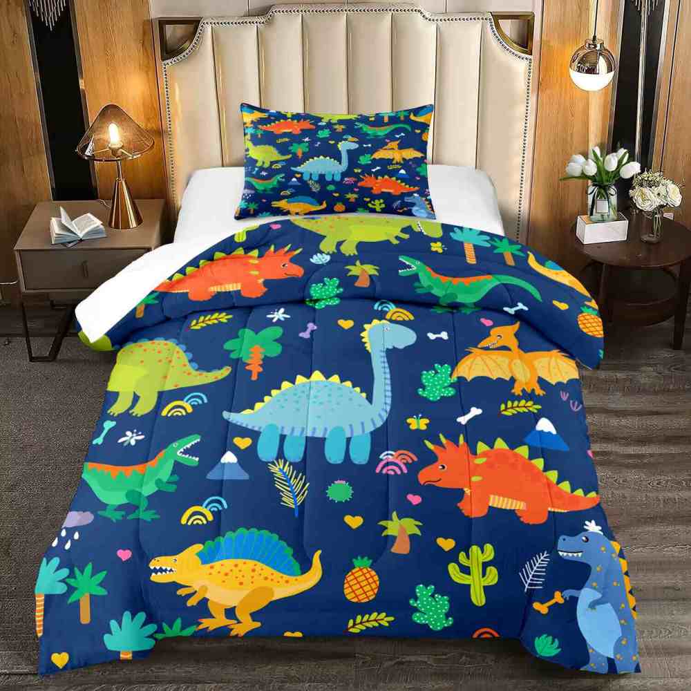 Cute Cartoon Dinosaur Boys Comforter Set | CozyLil