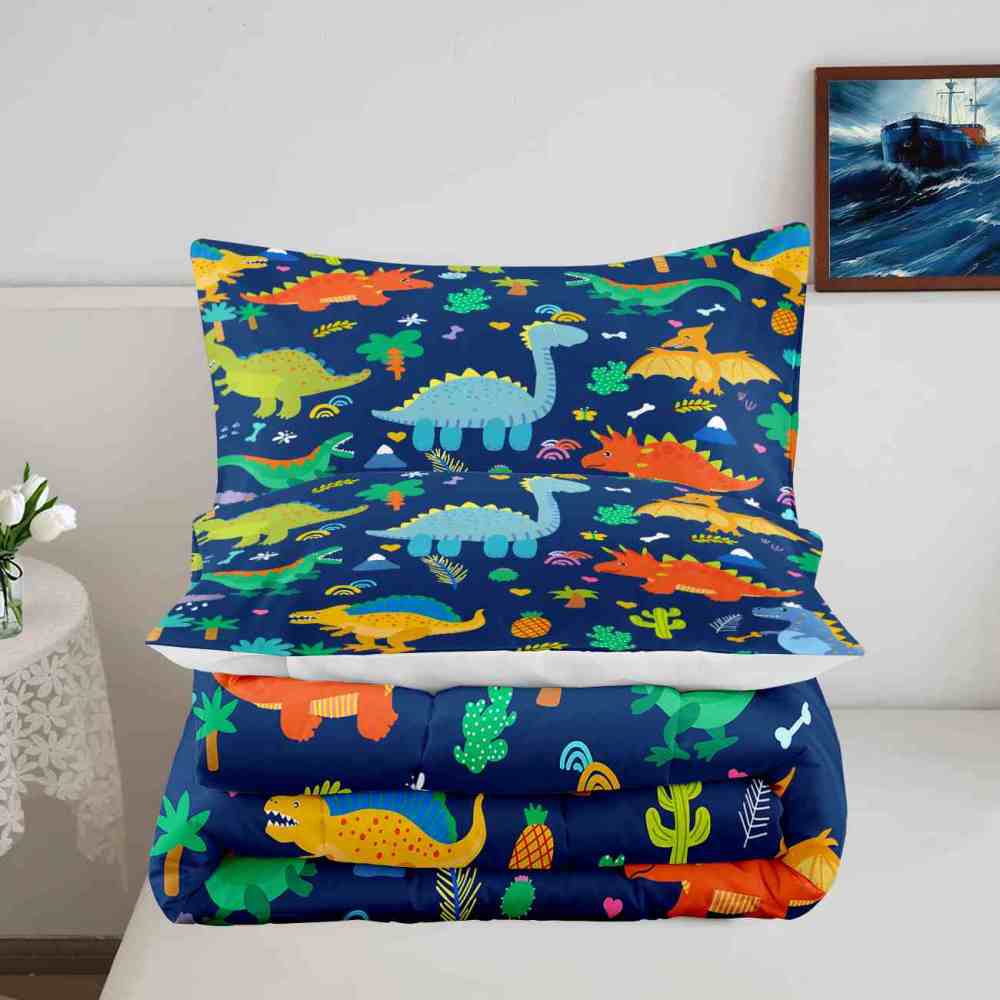 Cute Cartoon Dinosaur Boys Comforter Set | CozyLil