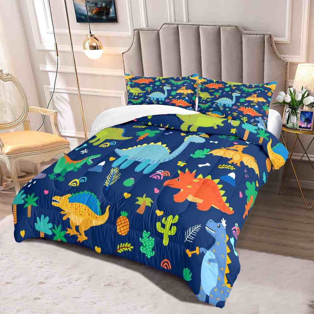 Cute Cartoon Dinosaur Boys Comforter Set | CozyLil